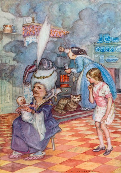 Alice Harikalar Diyarında için İllüstrasyon (renkli lito) by Albert Edward Jackson
