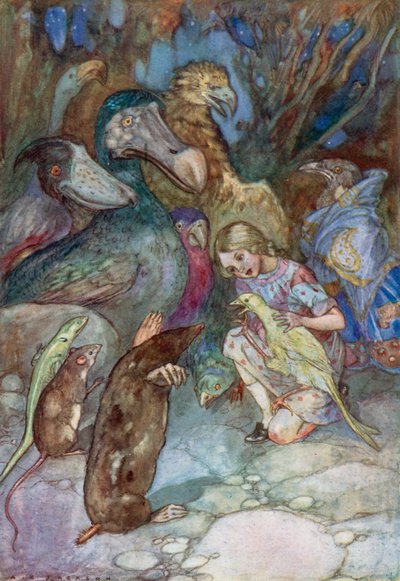 Alice Harikalar Diyarında için İllüstrasyon (renkli lito) by Albert Edward Jackson