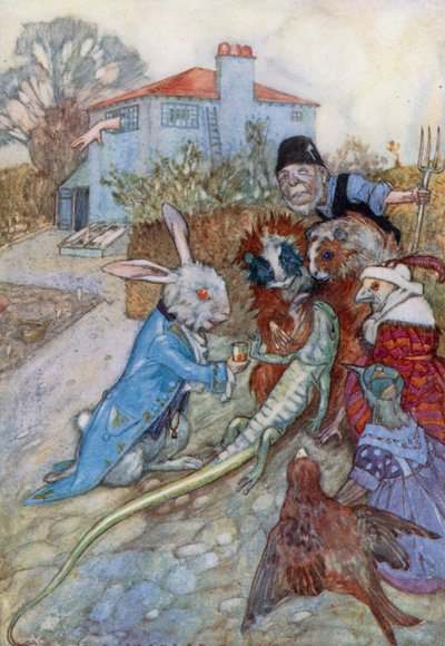 Alice Harikalar Diyarında için İllüstrasyon (renkli lito) by Albert Edward Jackson