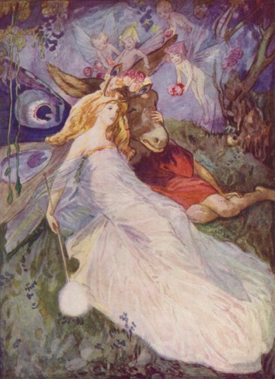 Shakespeare: Alt ve Peri Kraliçesi, Bir Yaz Gecesi Rüyası, Perde IV, Sahne I (renkli lito) by Albert Edward Jackson