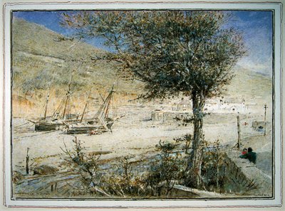 Combe Martin, Devon (kağıt üzerine sulu boya) by Albert Goodwin