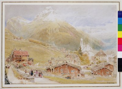 Engelberg, Pazar sabahı, c.1909-11 (kalem ve mürekkep, wc) by Albert Goodwin