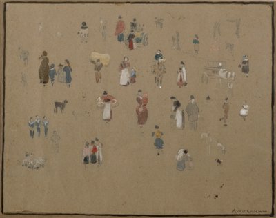 Pazara Giderken (renkli kağıt üzerine suluboya ve kurşun kalem ile suluboya) by Albert Goodwin