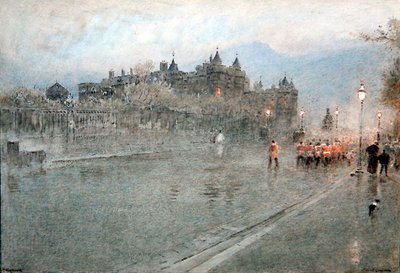 Holyrood, Edinburgh (kağıt üzerine suluboya ile kalem ve mürekkep) by Albert Goodwin