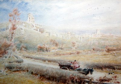 At ve Araba, Corfe Kalesi by Albert Goodwin