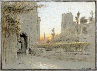 Lewes, Sussex (suluboya) by Albert Goodwin