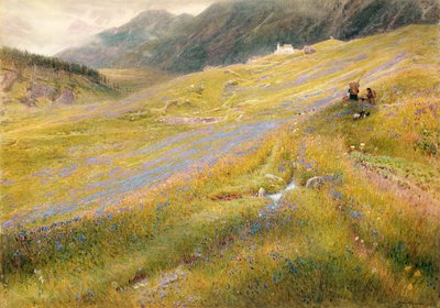 The Alpine Summer, 1874 (kağıt üzerinde gövde rengi ile tuvalet) by Albert Goodwin