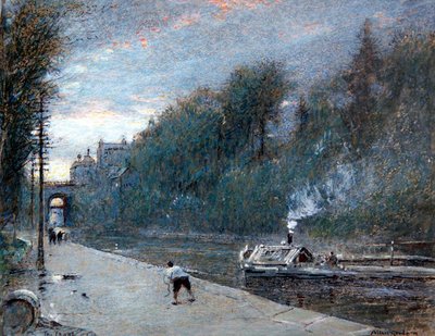 Canal, Chichester (kağıt üzerine suluboya ve gövde rengi ile kalem ve mürekkep) by Albert Goodwin