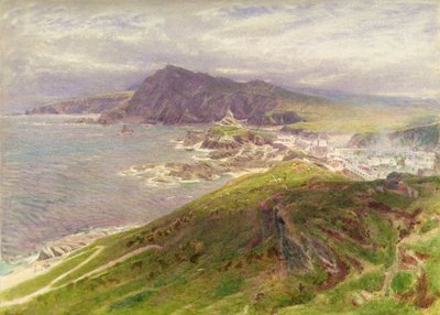 Ilfracombe Sahili, Kuzey Devon (kalem ve sulu boya) by Albert Goodwin