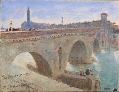 Roma Köprüsü, Verona ve Aziz Anastatius by Albert Goodwin
