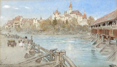 Thun (renkli kağıt üzerine mürekkep ve suluboya ile suluboya) by Albert Goodwin