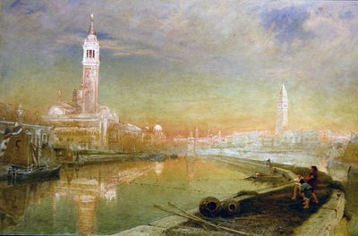Venedik- Yaz Şafağı (tuval üzerine yağlı boya) by Albert Goodwin