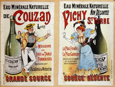 Couzan ve Vichy Maden Suyu için reklam, c.1900 (renkli lito) by Albert Guillaume