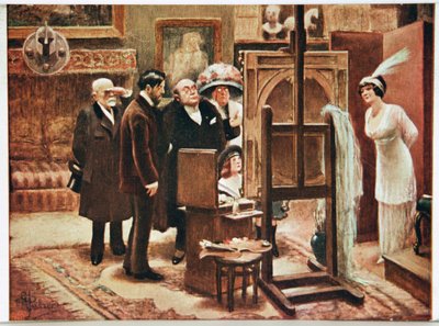 Sanat. Güzel Sanatlar. Yaratılışını gösteren ressam. Kartpostal, Alfred Guillaume, Fransa, 1920 dolayları (kartpostal) by Albert Guillaume