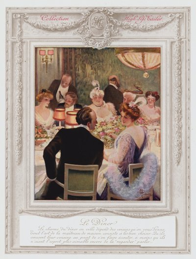 Belle Epoque Paris, Akşam yemeği yiyen şık bayan (renkli taş) by Albert Guillaume