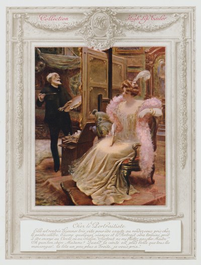 Belle Epoque Paris, Portresini boyayan şık bayan (renkli taş) by Albert Guillaume