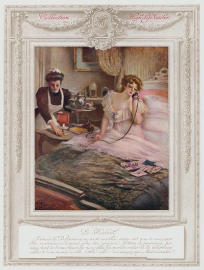 Belle Epoque Paris, Uyanan şık bayan (renkli taş) by Albert Guillaume