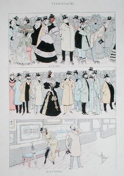 Galeri Açılışları, c.1900 (renkli taş) by Albert Guillaume