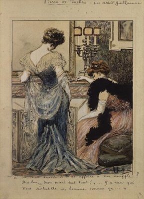 Bir domuzla ilişki yaşadığını mı düşünüyorsun? Ona kocamın her şeyi bildiğini söyle. Bir adamın maskesini bu kadar iyi ortaya çıkaracak bir şey yok! by Albert Guillaume