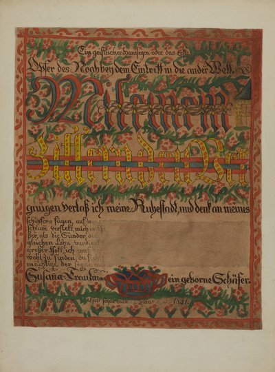 Pa. Alman Ölüm Belgesi, c. 1937. by Albert J. Levone