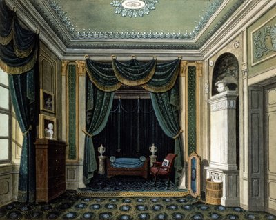 Uyuyan Bir Oyuk İçeren Bir İç Mekan (renkli taş baskı) by Albert Kretschmer