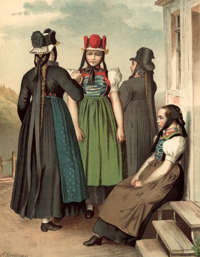 Alman kostümü, Baden, St Georgen, Tennenbrunn by Albert Kretschmer