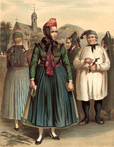 Alman kostümü, Chur-Hessen, Marburg civarında by Albert Kretschmer