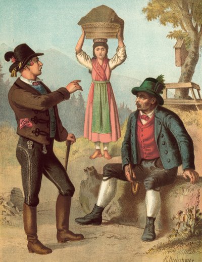 Alman kostümü, Avusturya, Salzkammergut by Albert Kretschmer