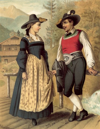 Alman kostümü, Tyrol Billerthal by Albert Kretschmer