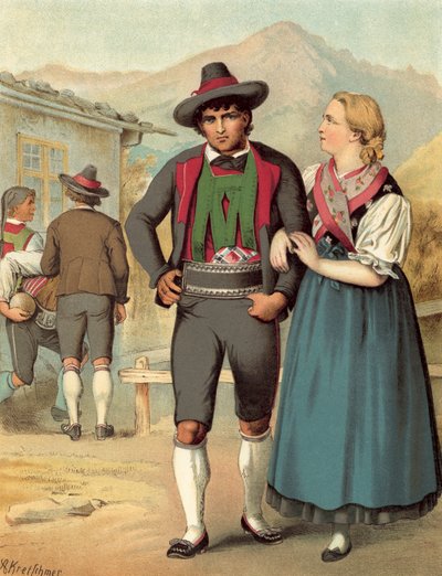 Alman kostümü, Tirol, Meran by Albert Kretschmer
