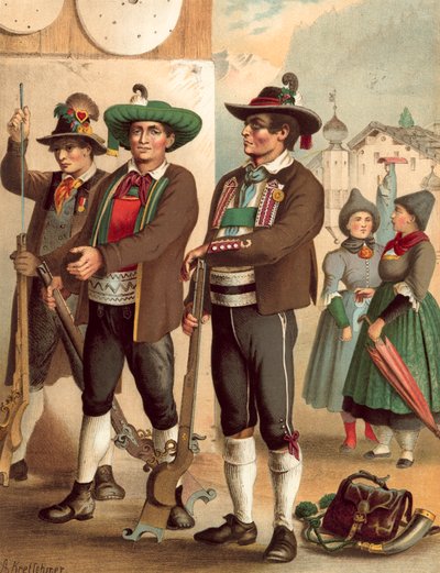 Alman kostümü, Tirol, Oetzthal-Wippthal-Pusterthal by Albert Kretschmer