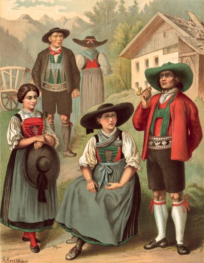 Alman kostümü, Tirol Sarnthal by Albert Kretschmer