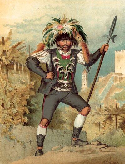 Alman kostümü, Tirol, Weinhuter von Meran by Albert Kretschmer