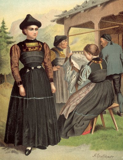 Alman kostümü, Vorarlberg, Bregenzerwald by Albert Kretschmer