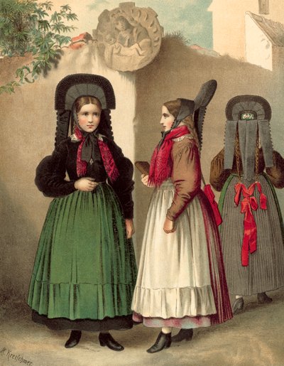 Alman kostümü, Würtemberg Rottweil çevresinde by Albert Kretschmer