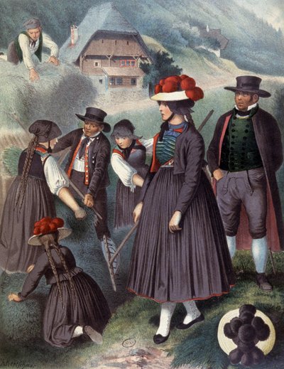 Baden çevresindeki köylüler, 1860 dolayları (gravür) by Albert Kretschmer