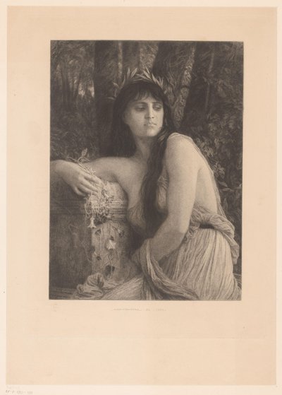 Defne çelengi olan kadın, muhtemelen bir ilham perisi by Albert Ludovic Paul Emile Antony Duvivier