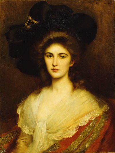 Siyah Şapkalı Zarif Bir Kadının Portresi, by Albert Lynch