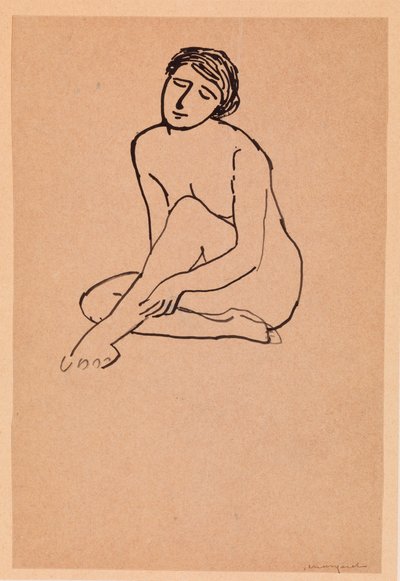 Oturan Çıplak Kadın (kağıt üzerine kalem ve mürekkep) by Albert Marquet