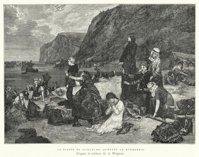 Guillaume'nin Filosu Normandiya'dan Ayrılıyor (gravür) by Albert Pierre René (after) Maignan