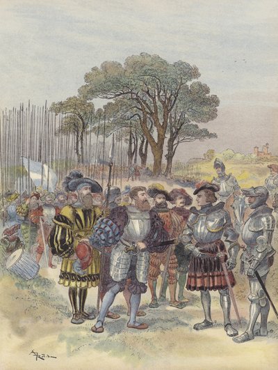Bicocca kampında, İsviçre ödeme, ayrılma veya savaş talep ediyor by Albert Robida