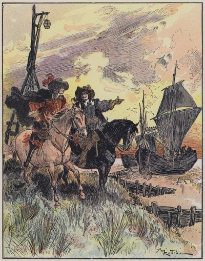 Le Capitaine Bellormeau için çizim ve A Robida tarafından resmedilmiştir (renkli taş) by Albert Robida