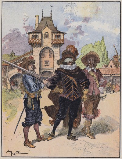 Le Capitaine Bellormeau için çizim ve A Robida tarafından resmedilmiştir (renkli taş) by Albert Robida