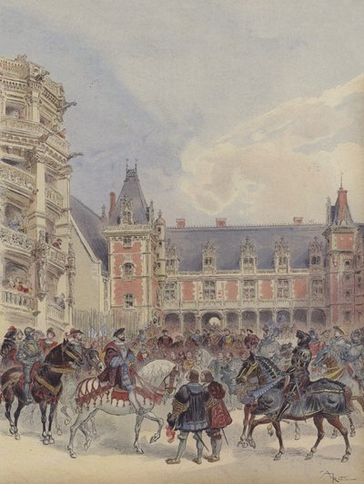 Loire Valley kalelerinin avlusu by Albert Robida
