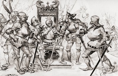 Le conseil des kaptanları de Picrochole veya Picrochole kaptanları konseyi. by Albert Robida