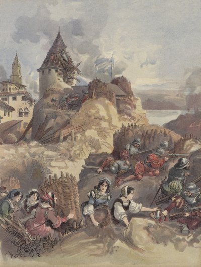 Marsilya kuşatmasında kadınlar by Albert Robida
