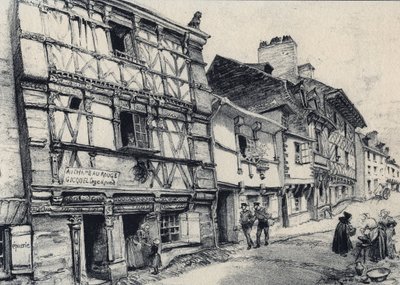 Rue Fardel a Saint Brieuc (Saint-Brieuc) - Eski Fransa - Brittany - Albert Robida (1848-1926) tarafından yazılmış metin, çizimler ve litografiler, tarihsiz 19. yüzyıl sonu by Albert Robida