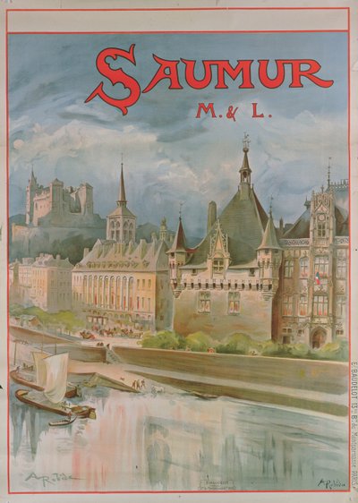 Saumur posteri (renkli lito) by Albert Robida