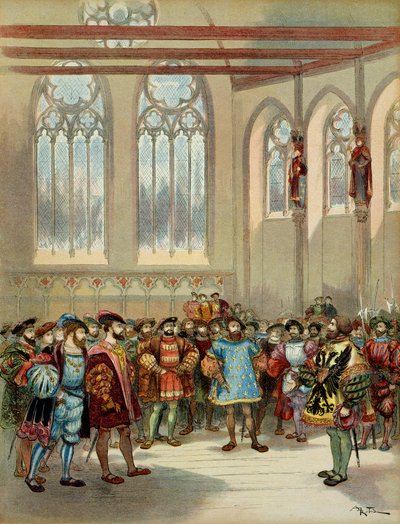 Charles V (1500-1558) tarafından gönderilen Burgonya Heraut, 16. yüzyılın ilk yarısında Paris