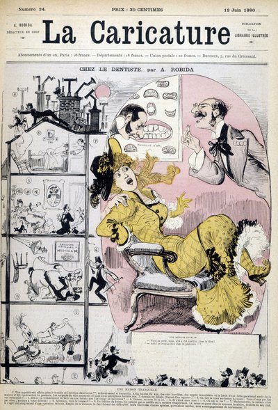 Dişçideki kadın - Robida tarafından, 12/06/1880 tarihli “” La caricature”””de. by Albert Robida